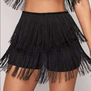 Black fringe shorts